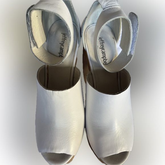 White Leather platform wedges - Picture 6 of 10